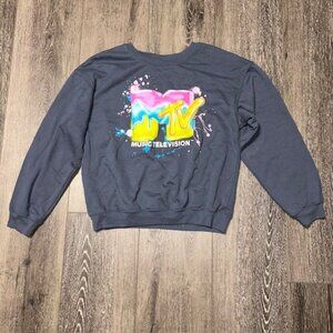 Viacom MTV Music Television Size L 11-13 Sweatshirt Gray Cotton Blend